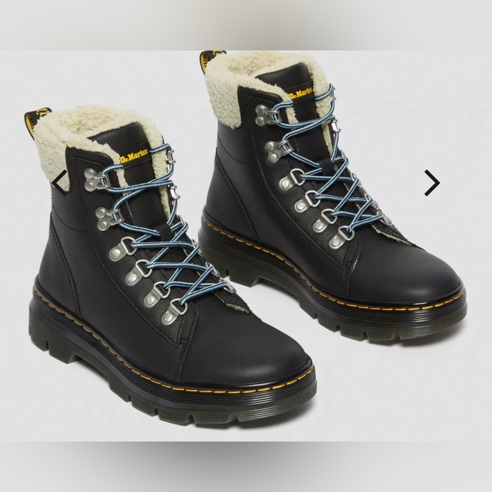 Dr Martens‎ Combs Faux Fur-Lined black Casual blue lace up Boots size 11 new